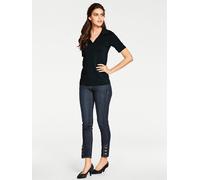 Blusenshirt HEINE "Blusenshirt", Damen, Gr. 44, schwarz, 90% Polyamid, 10% Elasthan, unifarben, V-Ausschnitt, Shirts Blusenshirt (34214012-44) schwarz