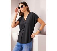 Blusenshirt HEINE "Shirtbluse", Damen, Gr. 40, schwarz, 95% Viskose, 5% Elasthan, unifarben, V-Ausschnitt, Shirts Blusenshirt (71031157-40) schwarz