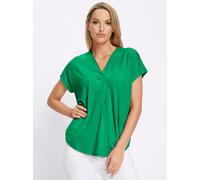 Blusenshirt HEINE "Shirtbluse", Damen, Gr. 42, grasgrün, 95% Viskose, 5% Elasthan, unifarben, V-Ausschnitt, Shirts Blusenshirt (62277266-42) grasgrün