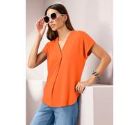 Blusenshirt HEINE "Shirtbluse", Damen, Gr. 50, orange, 95% Viskose, 5% Elasthan, unifarben, V-Ausschnitt, Shirts Blusenshirt (90109412-50) orange