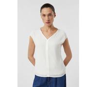 Blusenshirt im Fabricmix mit Satinkante weiß 42