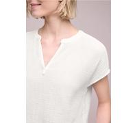 Blusenshirt STREET ONE, Damen, Gr. 44, sanftes weiß, Web, 100% Baumwolle, unifarben, normal normal, Rundhals, abgesteppt, Shirts Blusenshirt, aus reiner Baumwolle (38180762-44) sanftes weiß