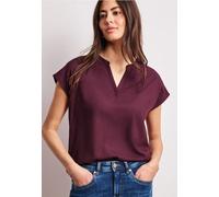 Blusenshirt in Unifarbe mit Split Neck