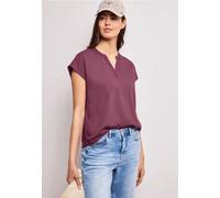 Blusenshirt in Unifarbe mit Split Neck