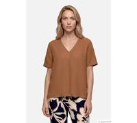 Shirtbluse BETTY BARCLAY "Damen kurzarm", Damen, Gr. 42, classic nougat, Obermaterial: 83% Modal, 17% Polyester, figurumspielend normal, V-Ausschnitt, Blusen (52420907-42) classic nougat