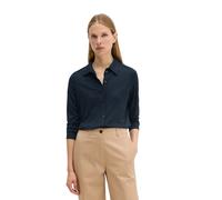 Blusenshirt MARC O'POLO "aus LENZING™ ECOVERO™", Damen, Gr. XL, blau (maniac midnight), Obermaterial: 94% Viskose, 6% Elasthan, unifarben, regular fit, Bündchen, Shirts Blusenshirt (56213922-XL) mania