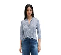 Blusenshirt MARC O'POLO "aus LENZING™ ECOVERO™", Damen, Gr. XXL, blau (medium blau), Obermaterial: 95% Viskose, 5% Elasthan, bedruckt, regular fit, normaler Saum, Shirts Blusenshirt (86011241-XXL) med