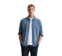 Blusenshirt MARC O'POLO "aus reiner Bio-Baumwolle", Herren, Gr. XXL, stormy blau, Obermaterial: 100% Baumwolle, unifarben, regular fit, Shirts Blusenshirt (35487020-XXL) stormy blau