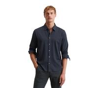 Blusenshirt MARC O'POLO "aus weicher Bio-Baumwolle", Herren, Gr. XL, blau (schwarz navy), Obermaterial: 100% Baumwolle, unifarben, skinny fit, Shirts Blusenshirt (84357658-XL) schwarz navy