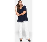 Blusenshirt mit gelegten Falten, im Lagenlook, marine, Gr.50