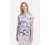 Kurzarmshirt BETTY BARCLAY "Betty Barclay Damen Blusenshirt mit Aufdruck", Damen, Gr. 42, grau (grau, blau), Jersey, Obermaterial: 67% Viskose, 15% Polyester metallisiert, 15% Polyester, 3% Elasthan.,