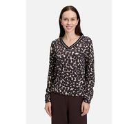 Kurzarmshirt BETTY BARCLAY "Damen mit Gummizug", Damen, Gr. 36, braun (braun, beige), Jersey, Obermaterial: 50% Modal, 50% Baumwolle, figurumspielend normal, V-Ausschnitt, Shirts (40970024-36) braun, 