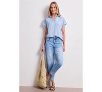 Blusenshirt mit Hemdkragen und Elastiksaum