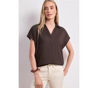 Blusenshirt mit Hemdkragen und Elastiksaum