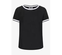 More & More Blusenshirt Contrast Shirt mit Kontrastabschlüssen Schwarz Größe 40