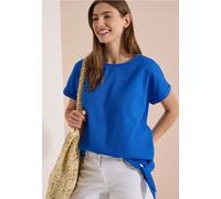 Shirtbluse CECIL, Damen, Gr. L (42), surf blau, Web, 75% Baumwolle, 25% Modal, unifarben, klassisch normal, Rundhals, normaler Saum, Blusen, mit Knotendetail am Saum (74569936-L) surf blau