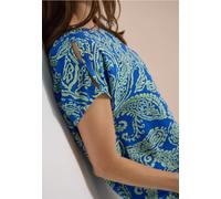 Kurzarmbluse CECIL, Damen, Gr. M (40), surf blau, Stoff, 100% Viskose, gemustert, klassisch normal, Rundhals, normaler Saum, Blusen, in Blusen-Optik (52251303-M) surf blau