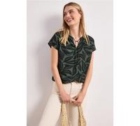 Shirtbluse STREET ONE, Damen, Gr. 36, deep bound grün, Stoff, 100% Viskose, bedruckt, regular fit normal, Rundhals, abgesteppt, Blusen, mit Elastikbund (96010325-36) deep bound grün