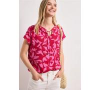 Kurzarmbluse STREET ONE, Damen, Gr. 34, salsa rot, Web, Obermaterial: 100% Viskose, gemustert, normal hüftbedeckend, Rundhals, abgesteppte Kante, Blusen, Sommerbluse mit floralem Muster (77073265-34)