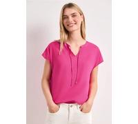 Blusenshirt mit Split Neck und Smokdetail
