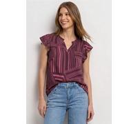 Shirtbluse STREET ONE, Damen, Gr. 34, blush berry, Stoff, 100% Viskose, gestreift, regular fit normal, Rundhals, Volant, Blusen, aus softer Viskose (34909009-34) blush berry