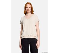 Kurzarmshirt BETTY BARCLAY "Damen mit Stickerei", Damen, Gr. 36, grau beige, Jersey, Obermaterial: 95% Viskose, 5% Elasthan, Basic, loose fit normal, V-Ausschnitt, Shirts (96713404-36) grau beige