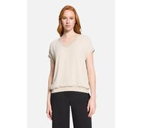 Kurzarmshirt BETTY BARCLAY "Damen mit Stickerei", Damen, Gr. 44, grau beige, Jersey, Obermaterial: 95% Viskose, 5% Elasthan, Basic, loose fit normal, V-Ausschnitt, Shirts (96713404-44) grau beige