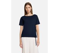 Kurzarmshirt BETTY BARCLAY "Betty Barclay Blusenshirt mit Tunnelzug", Damen, Gr. 42, blau (dunkelblau), Jersey, Obermaterial: 75% Polyester, 22% Viskose, 3% Elasthan., casual, figurumspielend normal, 