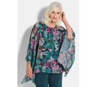 Tunika GOLDNER "Elegantes Blusenshirt, florales Design", Damen, Gr. 42, grün (smaragd, gemustert), Obermaterial: 100% Polyester PES., U-Boot-Ausschnitt, Tuniken, Blumenmuster (34633321-42) smaragd, ge