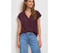 Shirtbluse STREET ONE, Damen, Gr. 42, rustic rouge, Stoff, 100% Viskose, unifarben, normal normal, V-Ausschnitt, abgesteppt, Blusen, mit Rüschendetails (32060743-42) rustic rouge