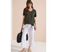 Kurzarmbluse CECIL, Damen, Gr. M (40), khaki, Stoff, 100% Viskose, unifarben, klassisch normal, V-Ausschnitt, normaler Saum, Blusen, mit Knotendetail am Saum (10718939-M) khaki