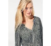 Blusenshirt "Shirtbluse", Damen, Gr. 38, grün (oliv), 100% Viskose, RICK CARDONA BY HEINE, gemustert, gepunktet, V-Ausschnitt, Shirts Blusenshirt (31451257-38) oliv