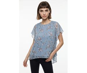 Blusenshirt ONLY CARMAKOMA "CARSIGRID LIFE SS O-NECK TOP AOP", Damen, Gr. 44, riviera aop:cornflower, Jersey, Obermaterial: 100% Polyester, bedruckt, regular fit normal, Rundhals, Shirts Blusenshirt (