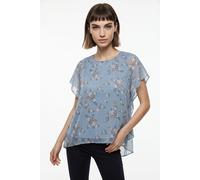 Blusenshirt ONLY CARMAKOMA "CARSIGRID LIFE SS O-NECK TOP AOP", Damen, Gr. 48, blau (riviera aop:cornflower), Jersey, Obermaterial: 100% Polyester, bedruckt, regular fit normal, Rundhals, Shirts Blusen
