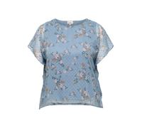 Blusenshirt ONLY CARMAKOMA "CARSIGRID LIFE SS O-NECK TOP AOP", Damen, Gr. 48, riviera aop:cornflower, Jersey, Obermaterial: 100% Polyester, bedruckt, regular fit normal, Rundhals, Shirts Blusenshirt (