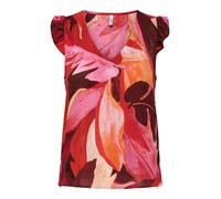 Blusenshirt ONLY "ONLALMA LIFE VIS S/S ELINA TOP AOP", Damen, Gr. M, braun (russet braun aop:689 leafy charm), Single Jersey, Obermaterial: 100% Viskose, bedruckt, regular fit normal, V-Ausschnitt, Sh