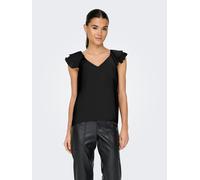 Blusenshirt ONLY "ONLASTA LIFE CAPSLEEVE V-NECK TOP PTM", Damen, Gr. XS, schwarz, Jersey, Obermaterial: 100% Polyester, unifarben, loose fit normal, V-Ausschnitt, Shirts Blusenshirt (68272966-XS) schw