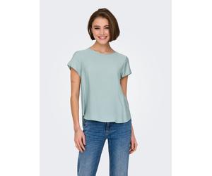 Blusenshirt ONLY "ONLAYA LIFE S/S O-NECK TOP NOOS PTM", Damen, Gr. XS (34), grau (gray mist), Web, Obermaterial: 83% Viskose, 17% Nylon, unifarben, regular fit, Rundhals, Shirts Blusenshirt (79782909-