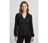 Blusenshirt ONLY "ONLMELANIE L/S SPLIT TOP JRS", Damen, Gr. L, schwarz, Jersey, Obermaterial: 98% Polyester, 2% Elasthan, unifarben, regular fit, Rundhals, Shirts Blusenshirt (50632249-L) schwarz