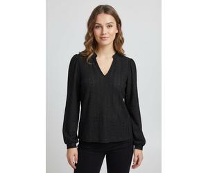 Blusenshirt ONLY "ONLMELANIE L/S SPLIT TOP JRS", Damen, Gr. XS, schwarz, Jersey, Obermaterial: 98% Polyester, 2% Elasthan, unifarben, regular fit, Rundhals, Shirts Blusenshirt (50632249-XS) schwarz