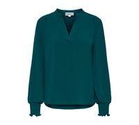 Blusenshirt ONLY "ONLMETTE V-NECK LS SMOCK TOP NOOS WVN", Damen, Gr. L, grün (deep teal), Web, Obermaterial: 100% Polyester, unifarben, regular fit normal, V-Ausschnitt, gesmokt, Shirts Blusenshirt, K