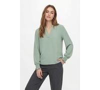 Blusenshirt ONLY "ONLMETTE V-NECK LS SMOCK TOP NOOS WVN", Damen, Gr. L, jadeite, Web, Obermaterial: 100% Polyester, unifarben, regular fit normal, V-Ausschnitt, gesmokt, Shirts Blusenshirt (38070059-L