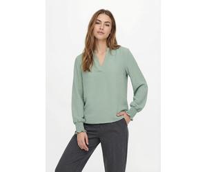 Blusenshirt ONLY "ONLMETTE V-NECK LS SMOCK TOP NOOS WVN", Damen, Gr. M, jadeite, Web, Obermaterial: 100% Polyester, unifarben, regular fit normal, V-Ausschnitt, gesmokt, Shirts Blusenshirt (38070059-M