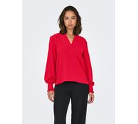 Blusenshirt ONLY "ONLMETTE V-NECK LS SMOCK TOP NOOS WVN", Damen, Gr. M, ski patrol, Web, Obermaterial: 100% Polyester, unifarben, regular fit normal, V-Ausschnitt, gesmokt, Shirts Blusenshirt (9058244