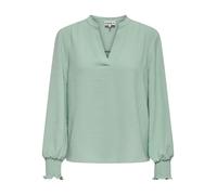Blusenshirt ONLY "ONLMETTE V-NECK LS SMOCK TOP NOOS WVN", Damen, Gr. XL, jadeite, Web, Obermaterial: 100% Polyester, unifarben, regular fit normal, V-Ausschnitt, gesmokt, Shirts Blusenshirt (38070059-