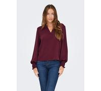 Blusenshirt ONLY "ONLMETTE V-NECK LS SMOCK TOP NOOS WVN", Damen, Gr. XS, lila (tawny port), Web, Obermaterial: 100% Polyester, unifarben, regular fit normal, V-Ausschnitt, gesmokt, Shirts Blusenshirt