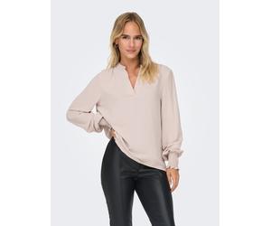 Blusenshirt ONLY "ONLMETTE V-NECK LS SMOCK TOP NOOS WVN", Damen, Gr. XXL, grau (gray morn), Web, Obermaterial: 100% Polyester, unifarben, regular fit normal, V-Ausschnitt, gesmokt, Shirts Blusenshirt,