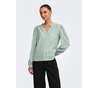 Blusenshirt ONLY "ONLMINNA L/S TOP JRS", Damen, Gr. L, grün (aqua gray), Jersey, Obermaterial: 97% Polyester, 3% Elasthan, unifarben, regular fit normal, V-Ausschnitt, Shirts Blusenshirt, Kunstfaser,