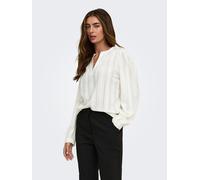Blusenshirt ONLY "ONLMINNA L/S TOP JRS", Damen, Gr. L, weiß (cloud dancer), Jersey, Obermaterial: 97% Polyester, 3% Elasthan, unifarben, regular fit normal, V-Ausschnitt, Shirts Blusenshirt, Kunstfase