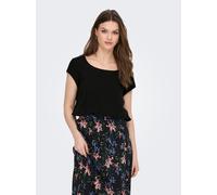 Blusenshirt ONLY "ONLNOVA LIFE VIS S/S TOP SOLID", Damen, Gr. 34, schwarz, Web, Obermaterial: 100% Viskose, unifarben, regular fit, Rundhals, Shirts Blusenshirt (97997116-34)
